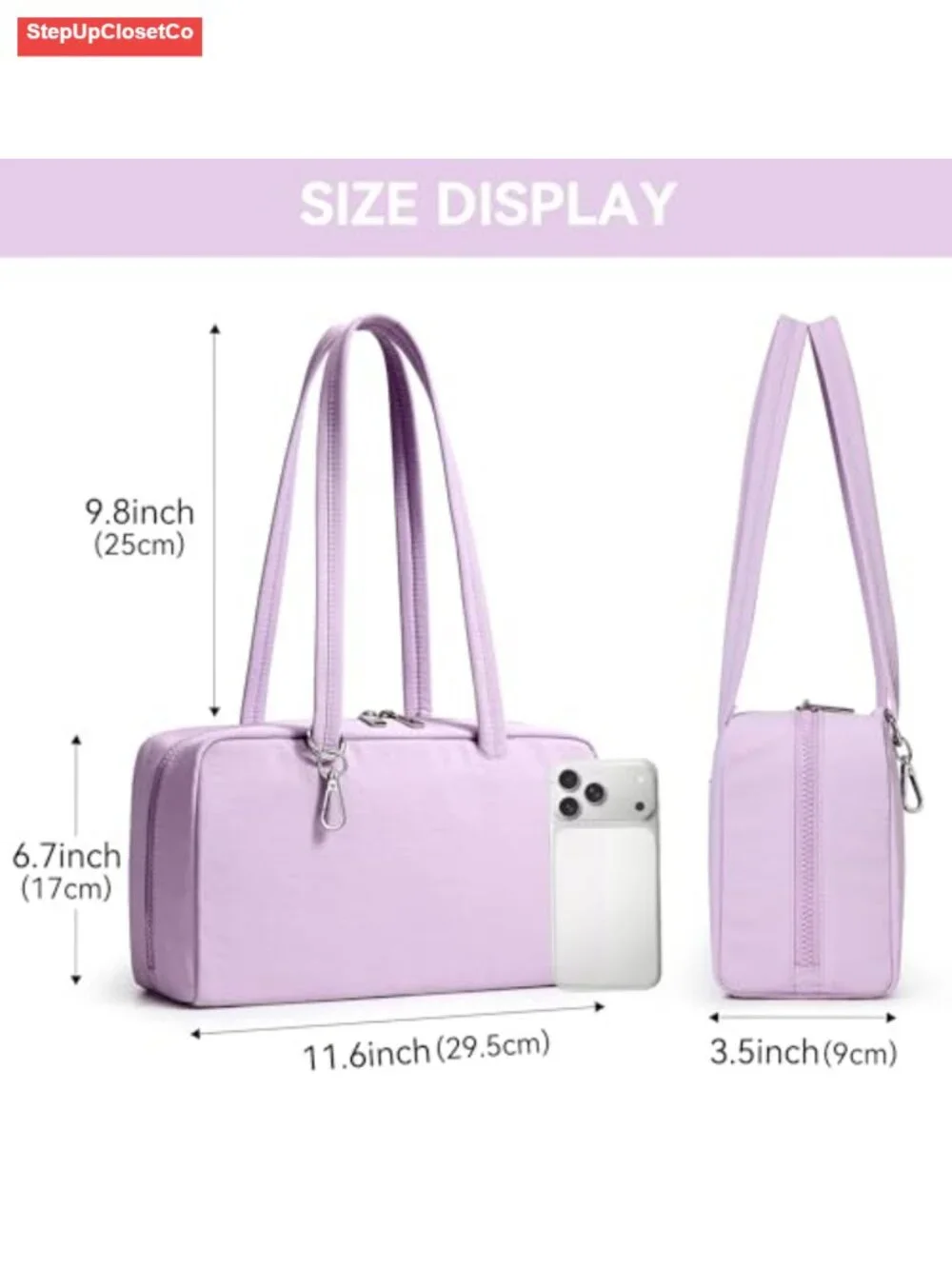 WLLWOO Nylon Tote Bag Bowler Shoulder Purse with Keychain Clip